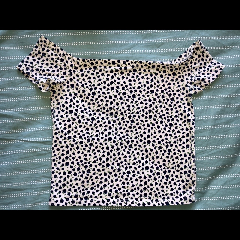 White and blue floral crop top